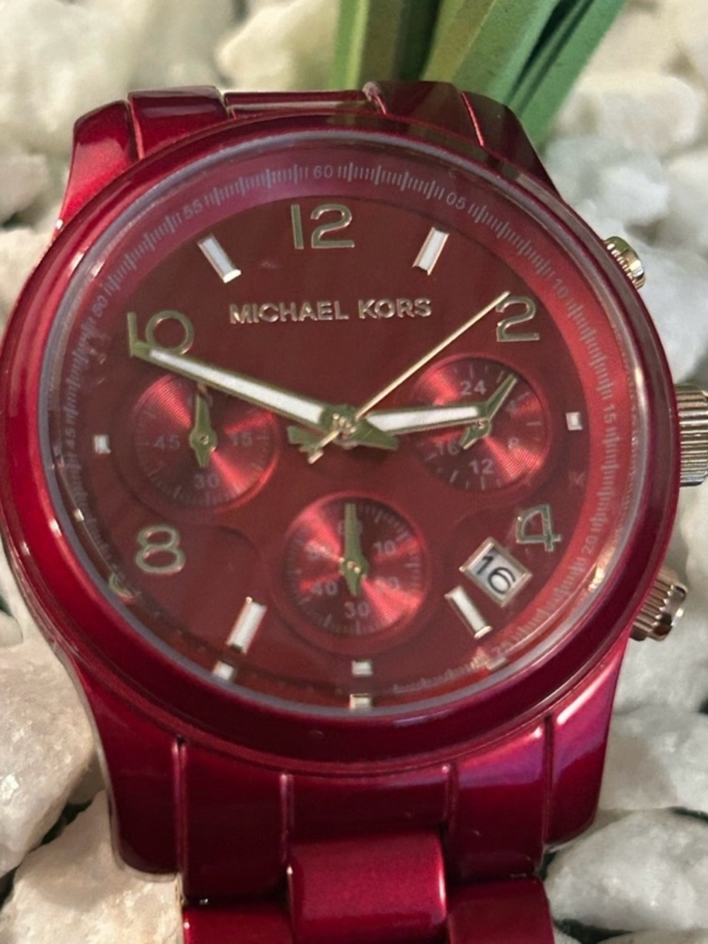 Michael Kors Runway Chronograph Red-Coated Stainless Steel Watch - Picture 3 of 13